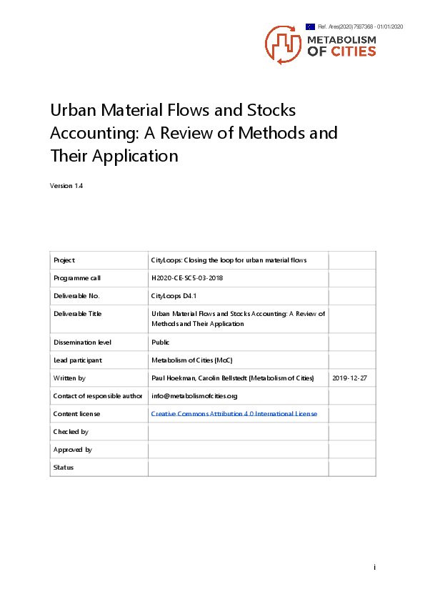 Urban material flows and stocks accounting: a review of methods and their application